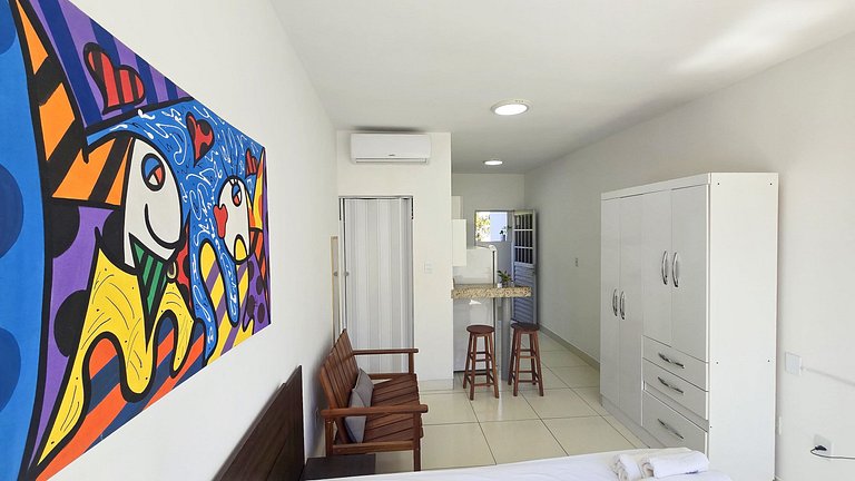 Studio completo a 200 m da Praia de Atalaia com ar