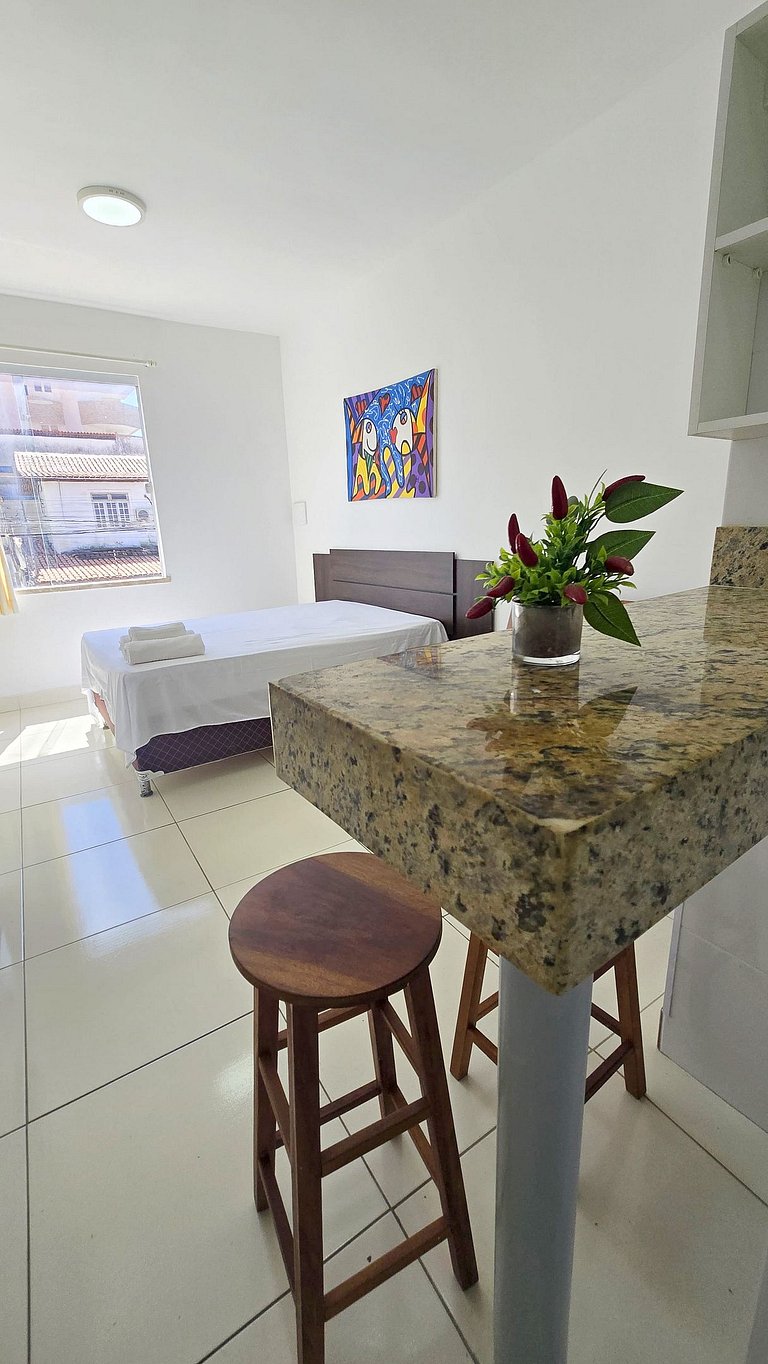 Studio completo a 200 m da Praia de Atalaia com ar