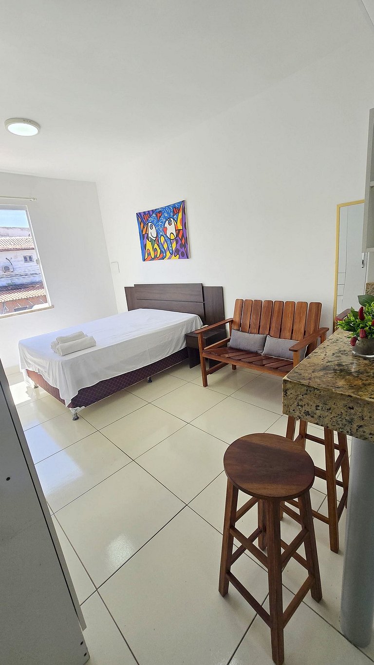 Studio completo a 200 m da Praia de Atalaia com ar